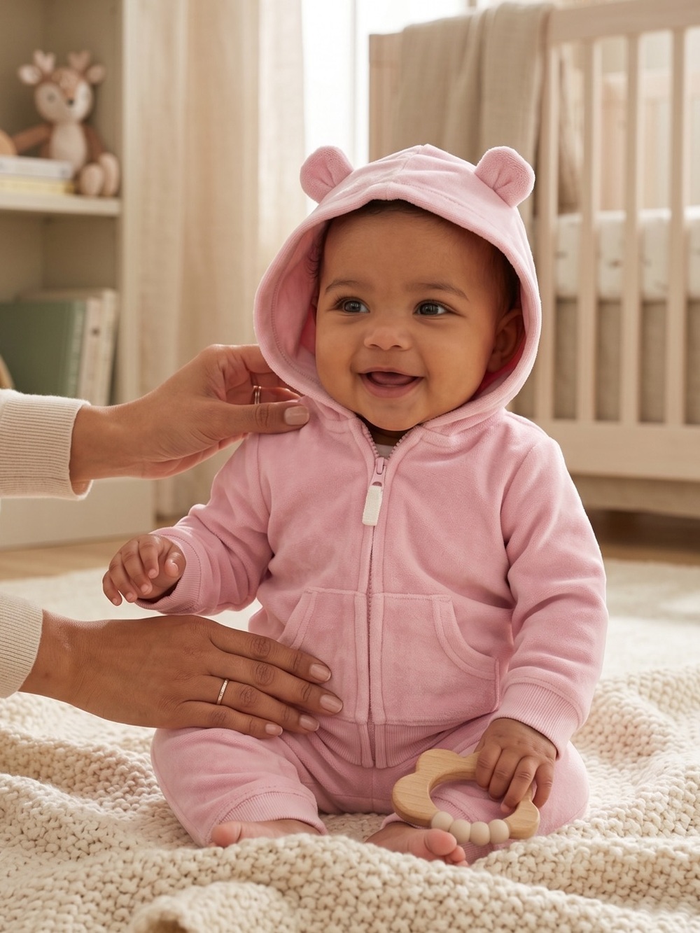 Carter's Light Pink Hooded Baby Fleece Zip-up with Bear Ears